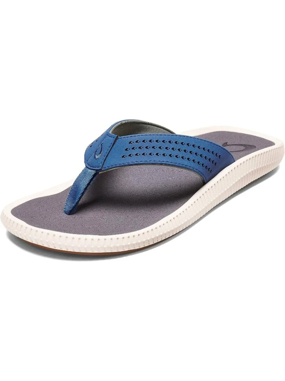 Mens Slate Blue Resistant Flip Flops Arch Support Comfort Fit Beach Sandal Shoes